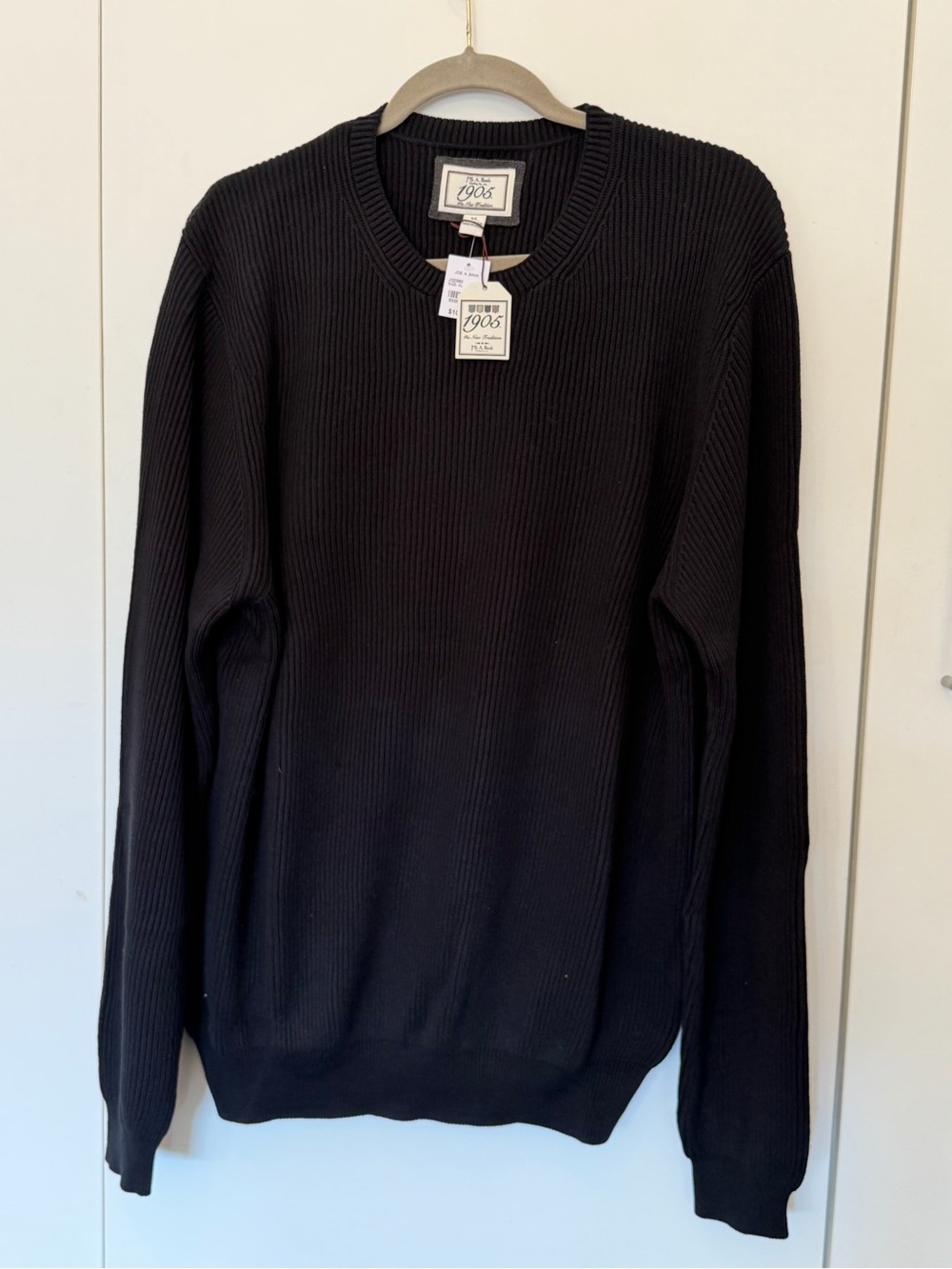 NWT Jos. A. Bank Black Ribbed Crewneck Sweater XL